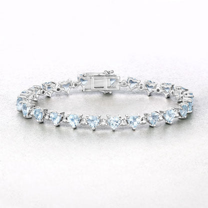 7.71 Carat Genuine Aquamarine and White Diamond .925 Sterling Silver Bracelet Bids.com