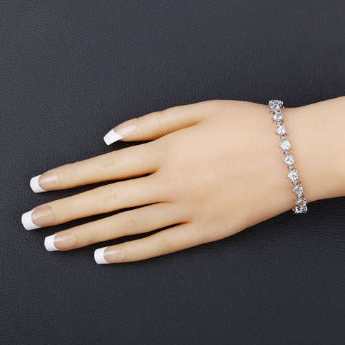 7.71 Carat Genuine Aquamarine and White Diamond .925 Sterling Silver Bracelet Bids.com