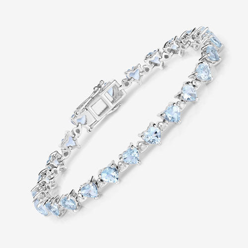7.71 Carat Genuine Aquamarine and White Diamond .925 Sterling Silver Bracelet Bids.com