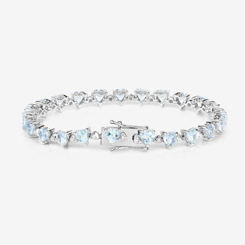 7.71 Carat Genuine Aquamarine and White Diamond .925 Sterling Silver Bracelet Bids.com