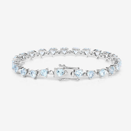 7.71 Carat Genuine Aquamarine and White Diamond .925 Sterling Silver Bracelet Bids.com