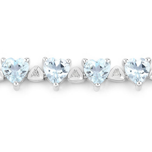 7.71 Carat Genuine Aquamarine and White Diamond .925 Sterling Silver Bracelet Bids.com