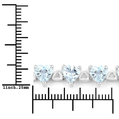 7.71 Carat Genuine Aquamarine and White Diamond .925 Sterling Silver Bracelet Bids.com
