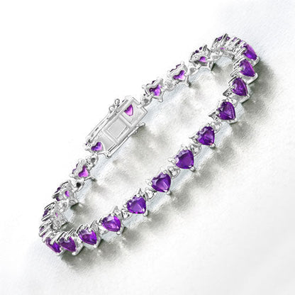 10.01 Carat Genuine Amethyst and White Diamond .925 Sterling Silver Bracelet Bids.com