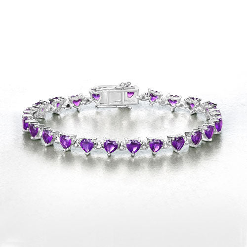 10.01 Carat Genuine Amethyst and White Diamond .925 Sterling Silver Bracelet Bids.com