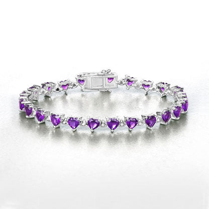10.01 Carat Genuine Amethyst and White Diamond .925 Sterling Silver Bracelet Bids.com