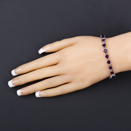 10.01 Carat Genuine Amethyst and White Diamond .925 Sterling Silver Bracelet Bids.com