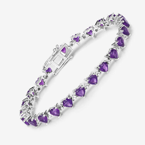 10.01 Carat Genuine Amethyst and White Diamond .925 Sterling Silver Bracelet Bids.com