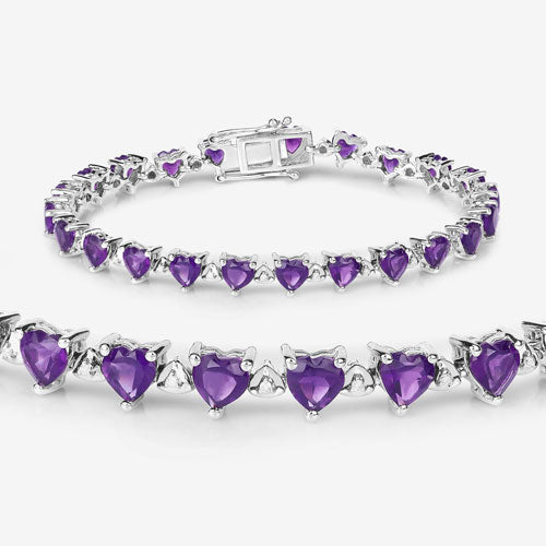 10.01 Carat Genuine Amethyst and White Diamond .925 Sterling Silver Bracelet Bids.com