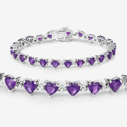 10.01 Carat Genuine Amethyst and White Diamond .925 Sterling Silver Bracelet Bids.com
