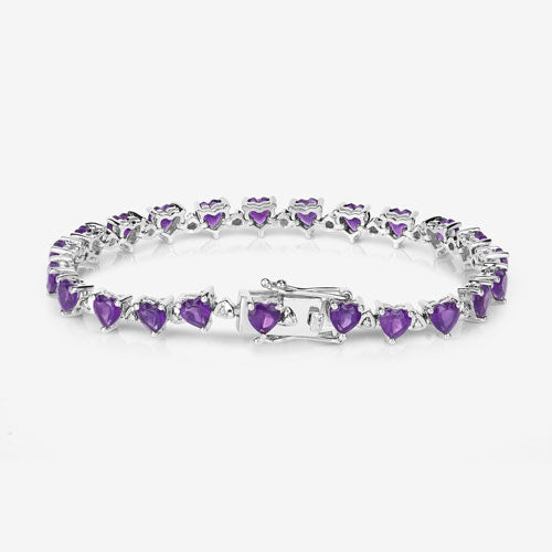 10.01 Carat Genuine Amethyst and White Diamond .925 Sterling Silver Bracelet Bids.com