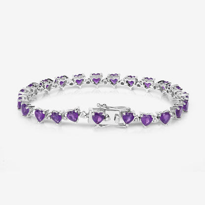 10.01 Carat Genuine Amethyst and White Diamond .925 Sterling Silver Bracelet Bids.com