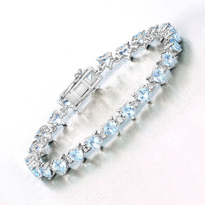 11.62 Carat Genuine Blue Topaz and White Diamond .925 Sterling Silver Bracelet Bids.com
