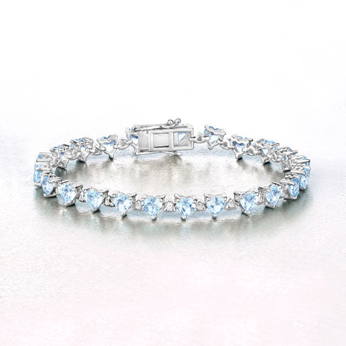 11.62 Carat Genuine Blue Topaz and White Diamond .925 Sterling Silver Bracelet Bids.com