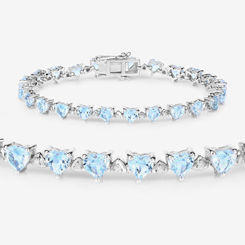11.62 Carat Genuine Blue Topaz and White Diamond .925 Sterling Silver Bracelet Bids.com