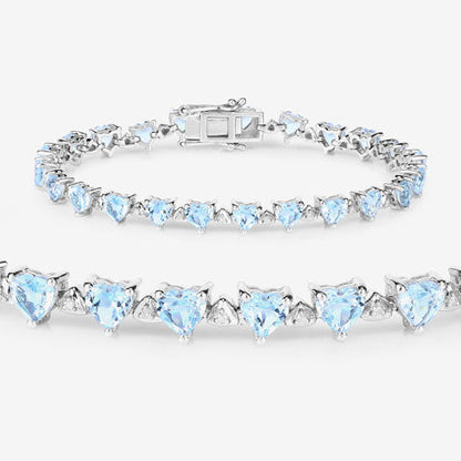11.62 Carat Genuine Blue Topaz and White Diamond .925 Sterling Silver Bracelet Bids.com