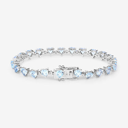 11.62 Carat Genuine Blue Topaz and White Diamond .925 Sterling Silver Bracelet Bids.com