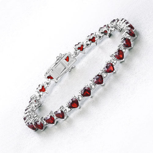 11.62 Carat Genuine Garnet and White Diamond .925 Sterling Silver Bracelet Bids.com