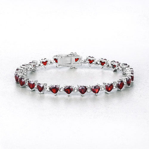 11.62 Carat Genuine Garnet and White Diamond .925 Sterling Silver Bracelet Bids.com