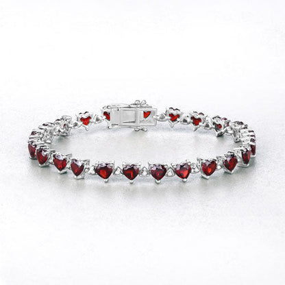 11.62 Carat Genuine Garnet and White Diamond .925 Sterling Silver Bracelet Bids.com