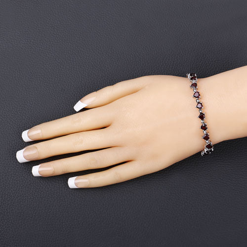 11.62 Carat Genuine Garnet and White Diamond .925 Sterling Silver Bracelet Bids.com