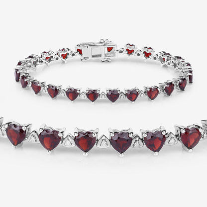 11.62 Carat Genuine Garnet and White Diamond .925 Sterling Silver Bracelet Bids.com