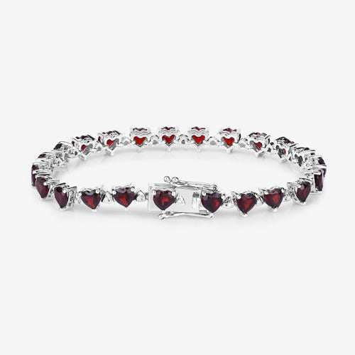 11.62 Carat Genuine Garnet and White Diamond .925 Sterling Silver Bracelet Bids.com