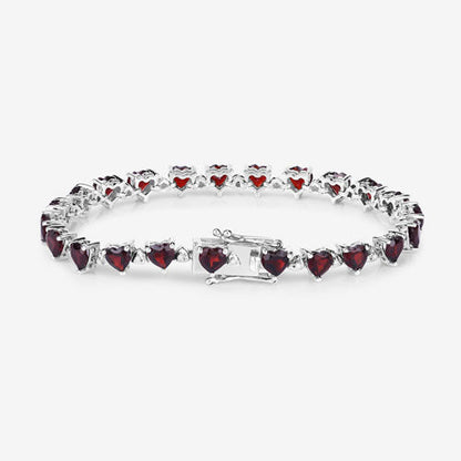 11.62 Carat Genuine Garnet and White Diamond .925 Sterling Silver Bracelet Bids.com