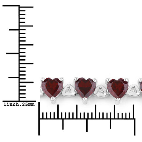 11.62 Carat Genuine Garnet and White Diamond .925 Sterling Silver Bracelet Bids.com