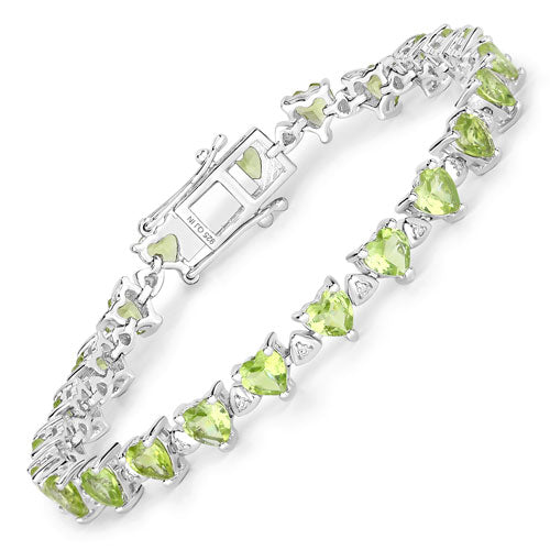 10.24 Carat Genuine Peridot and White Diamond .925 Sterling Silver Bracelet Bids.com