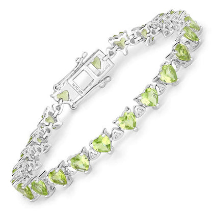 10.24 Carat Genuine Peridot and White Diamond .925 Sterling Silver Bracelet Bids.com