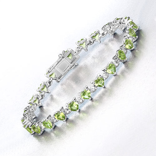 10.24 Carat Genuine Peridot and White Diamond .925 Sterling Silver Bracelet Bids.com