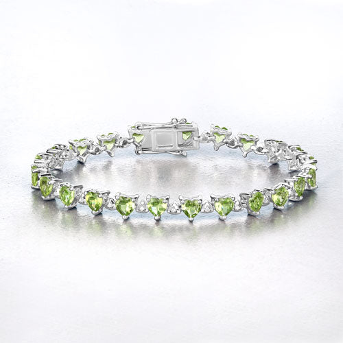 10.24 Carat Genuine Peridot and White Diamond .925 Sterling Silver Bracelet Bids.com