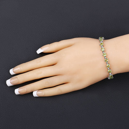 10.24 Carat Genuine Peridot and White Diamond .925 Sterling Silver Bracelet Bids.com