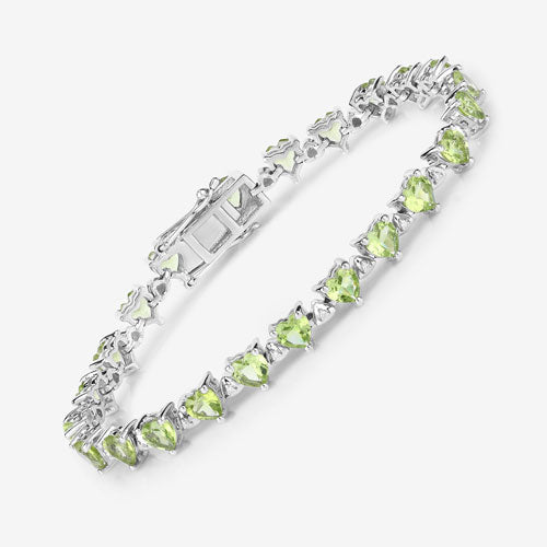 10.24 Carat Genuine Peridot and White Diamond .925 Sterling Silver Bracelet Bids.com
