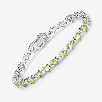10.24 Carat Genuine Peridot and White Diamond .925 Sterling Silver Bracelet Bids.com
