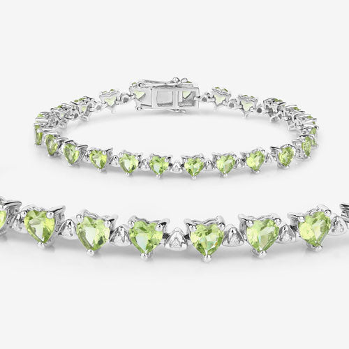 10.24 Carat Genuine Peridot and White Diamond .925 Sterling Silver Bracelet Bids.com