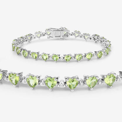 10.24 Carat Genuine Peridot and White Diamond .925 Sterling Silver Bracelet Bids.com