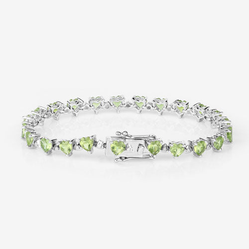 10.24 Carat Genuine Peridot and White Diamond .925 Sterling Silver Bracelet Bids.com