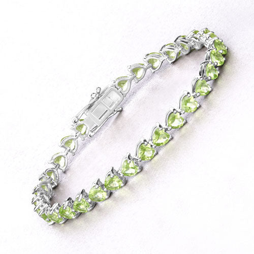 13.64 Carat Genuine Peridot .925 Sterling Silver Bracelet Bids.com