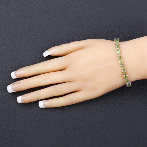 13.64 Carat Genuine Peridot .925 Sterling Silver Bracelet Bids.com