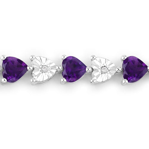 6.59 Carat Genuine Amethyst and White Diamond .925 Sterling Silver Bracelet Bids.com