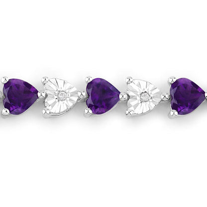 6.59 Carat Genuine Amethyst and White Diamond .925 Sterling Silver Bracelet Bids.com