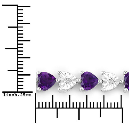 6.59 Carat Genuine Amethyst and White Diamond .925 Sterling Silver Bracelet Bids.com