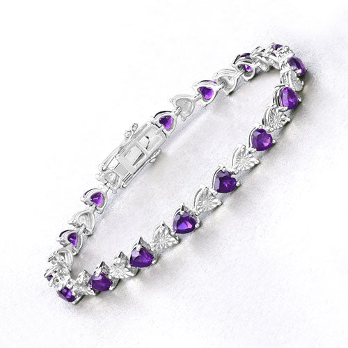 6.59 Carat Genuine Amethyst and White Diamond .925 Sterling Silver Bracelet Bids.com