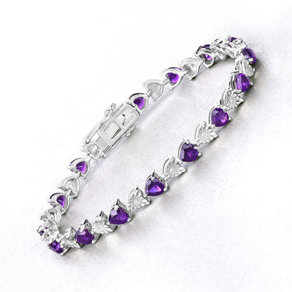 6.59 Carat Genuine Amethyst and White Diamond .925 Sterling Silver Bracelet Bids.com