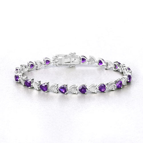 6.59 Carat Genuine Amethyst and White Diamond .925 Sterling Silver Bracelet Bids.com