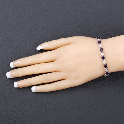 6.59 Carat Genuine Amethyst and White Diamond .925 Sterling Silver Bracelet Bids.com