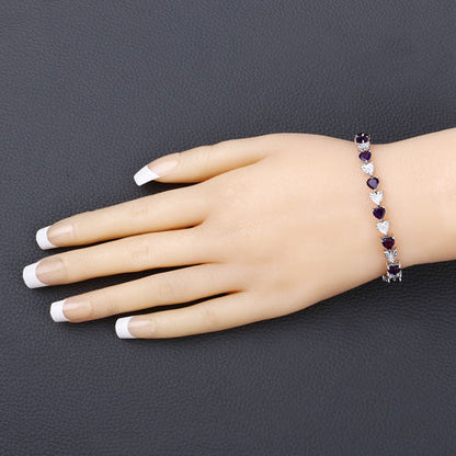 6.59 Carat Genuine Amethyst and White Diamond .925 Sterling Silver Bracelet Bids.com