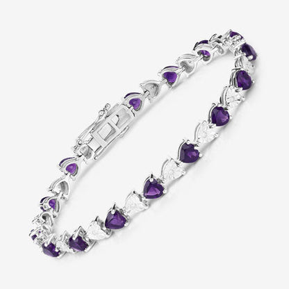 6.59 Carat Genuine Amethyst and White Diamond .925 Sterling Silver Bracelet Bids.com